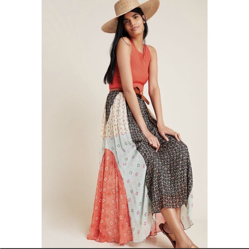 Anthropologie Multi-Color Patchwork Maxi Skirt